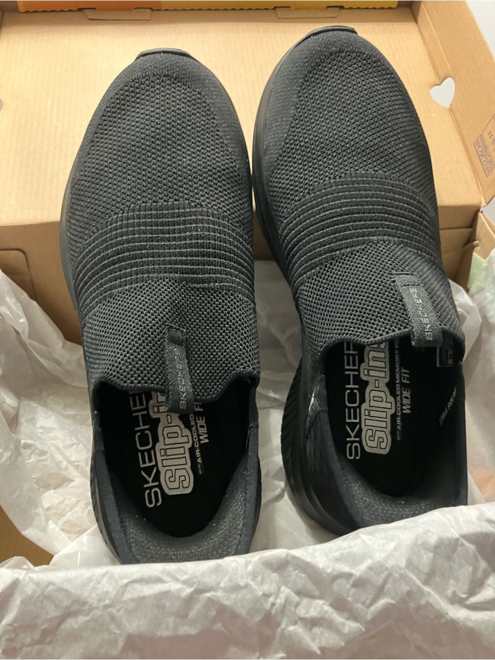 Skechers Women's Black Slip-On Knit Walking Sneakers